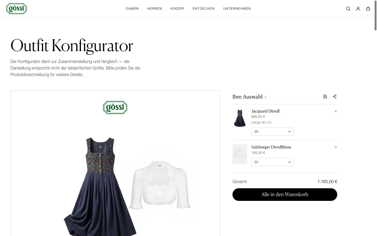 Outfit configurator: an outfit put together