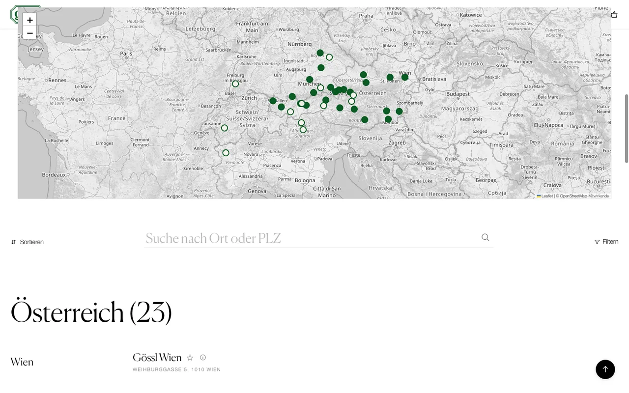 Store finder with every Gwandhaus on the map