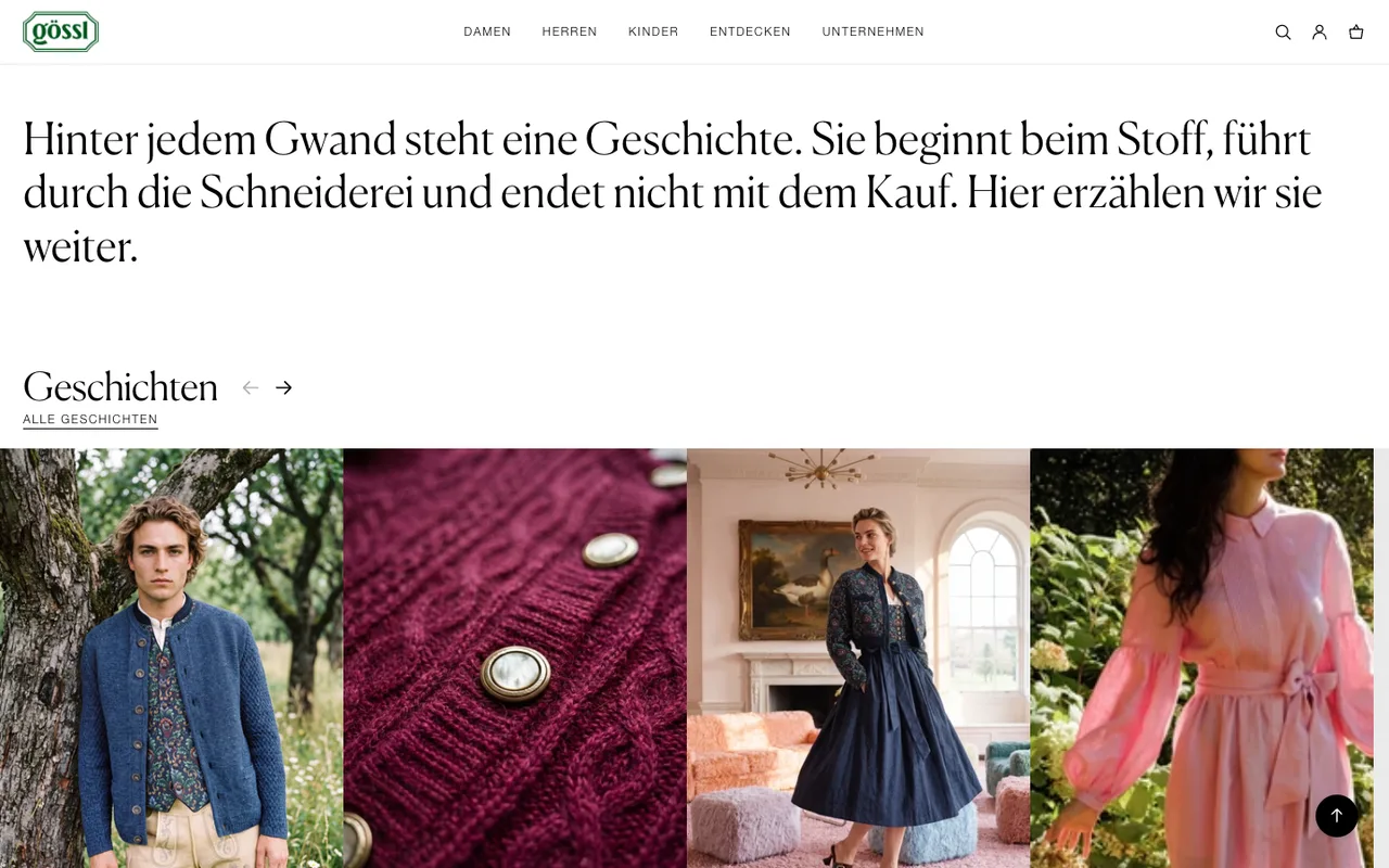 The editorial home page: Geschichten and the season