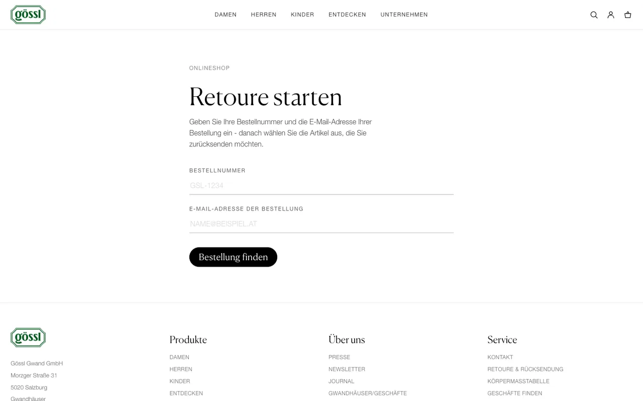 Returns portal with a prepaid label
