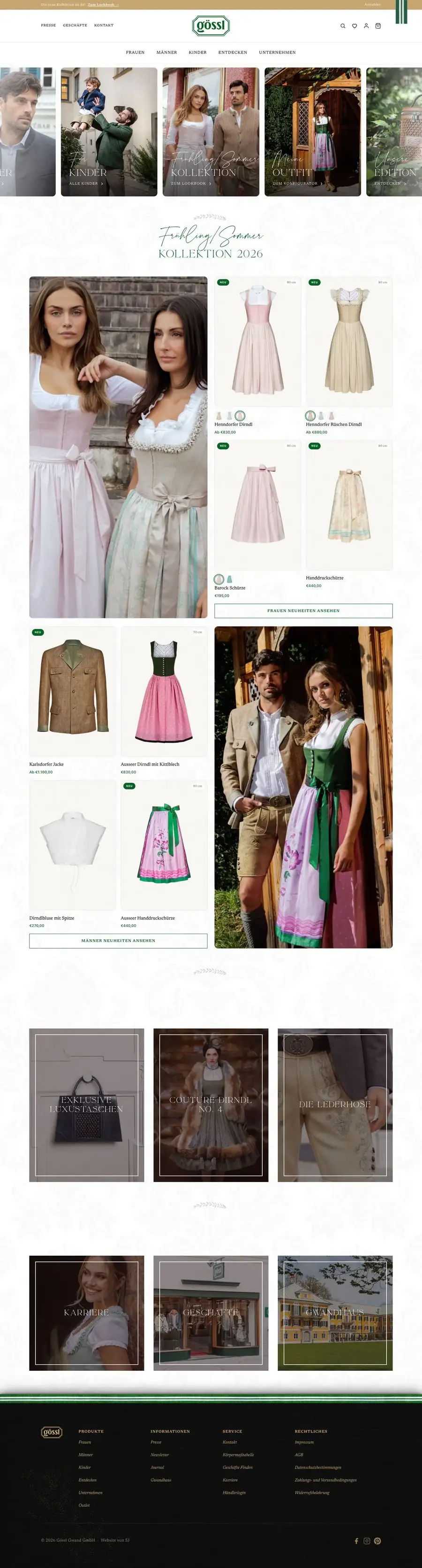 The new goessl.com storefront on Shopify — full-page screenshot