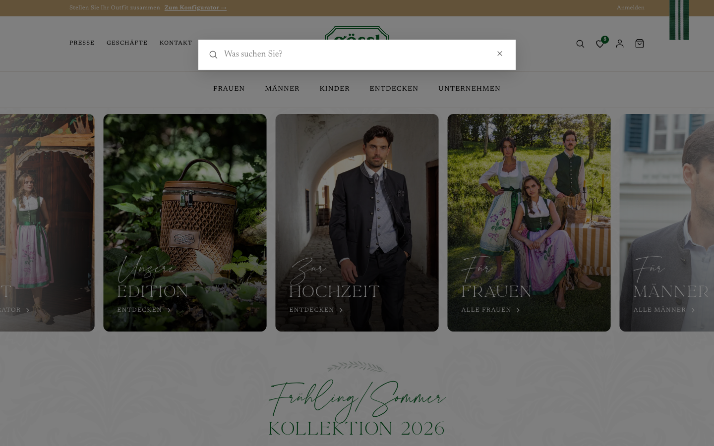 The new goessl.com storefront on Shopify